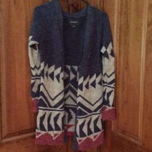 Aztec print, knee length cardigan